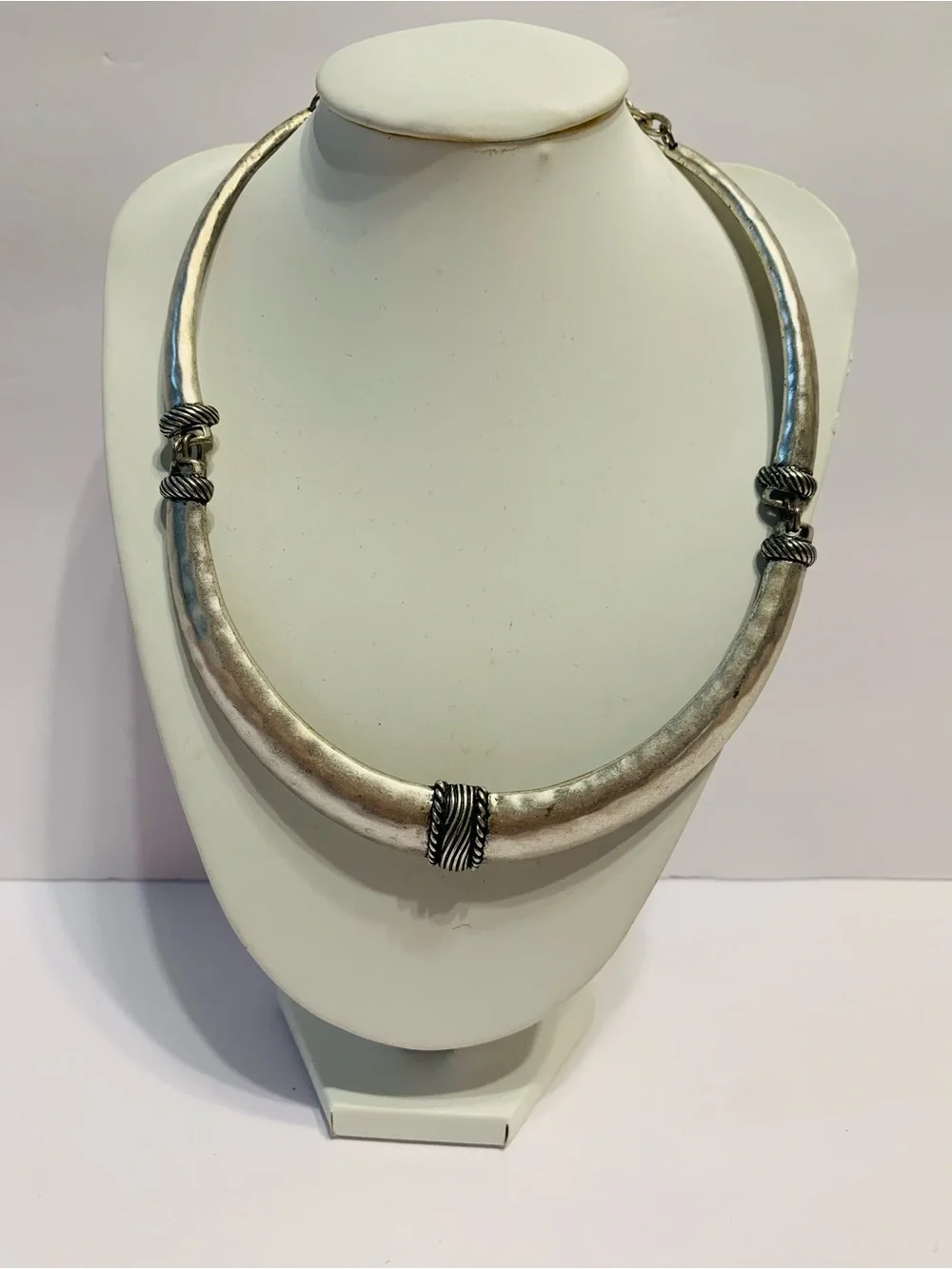 Chicos Silver-Tone Sculpted Collar Necklace